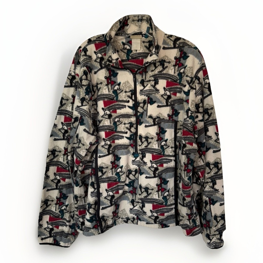 Vintage L.L.Bean USA Nordic Ski Fleece Pullover Mens Large 90s 1/2 Zip Gorpcore